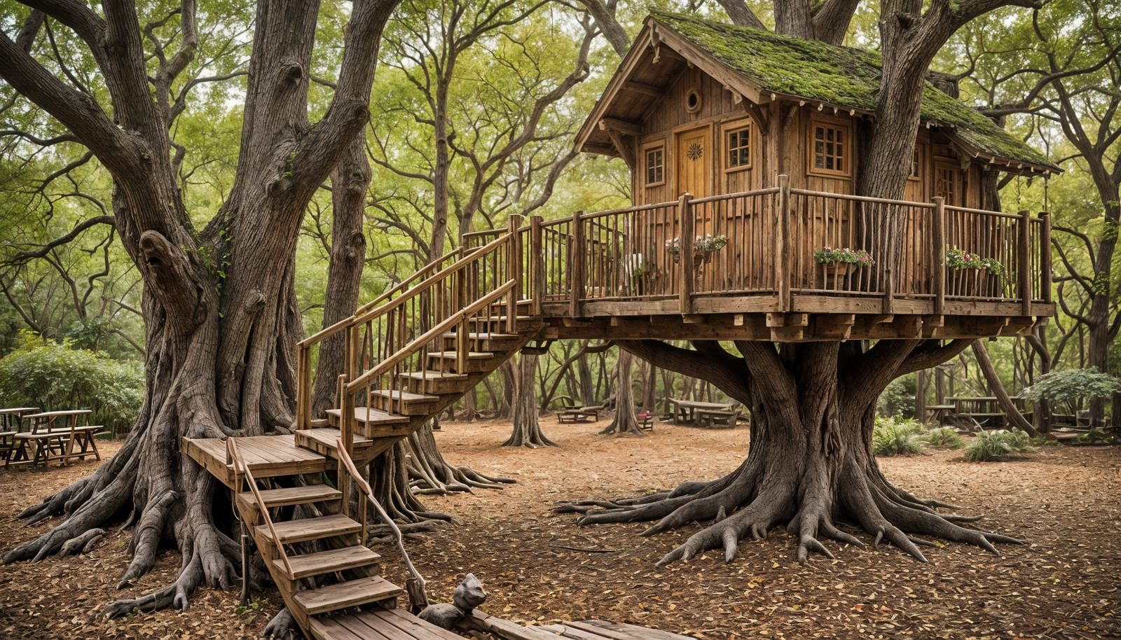 Rustic Summer Treehouse in Vibrant Backyard
