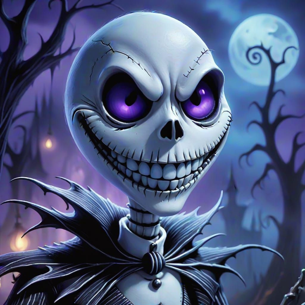 Jack Skellington Portrait in Airbrush Art