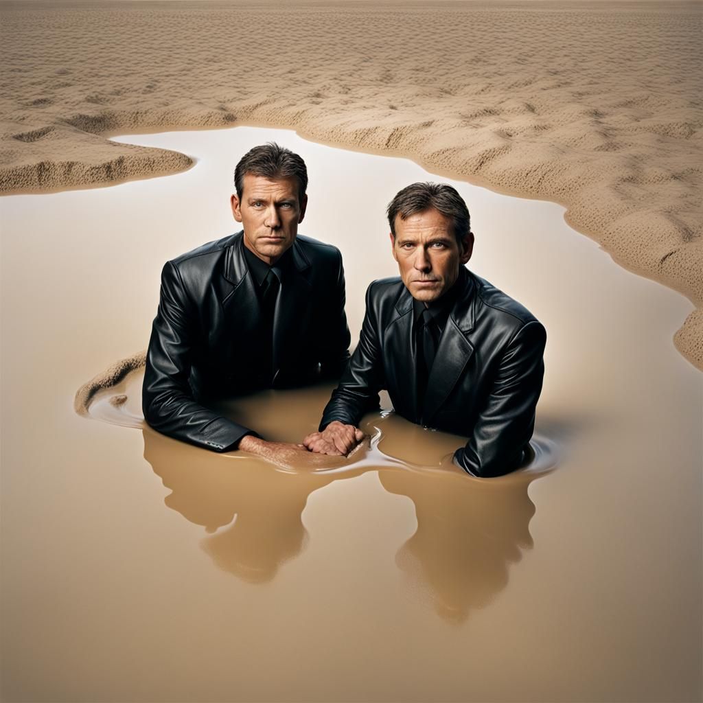 Men in Leather Quicksand Portrait, Professional Photography