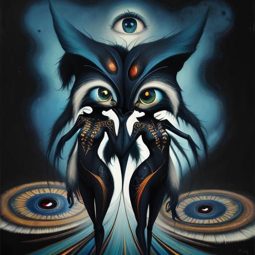 People in Pop Surrealism Style with Detailed Eyes