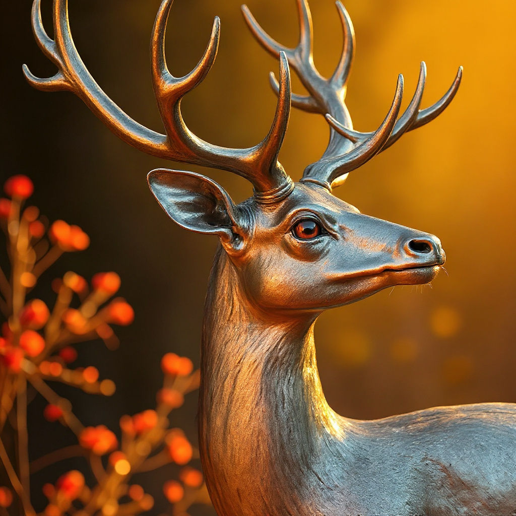 Mystical Deer Peacock in Sunlight: Fantasy Concept Art