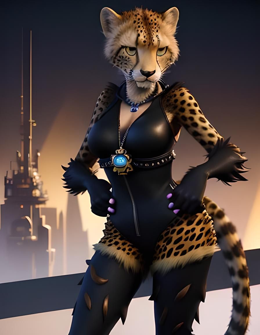 Cheetah Furry Girl in Pixar Disney Style
