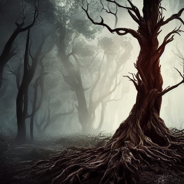 Decaying Forest: Dead Tree with Glowing Eyes