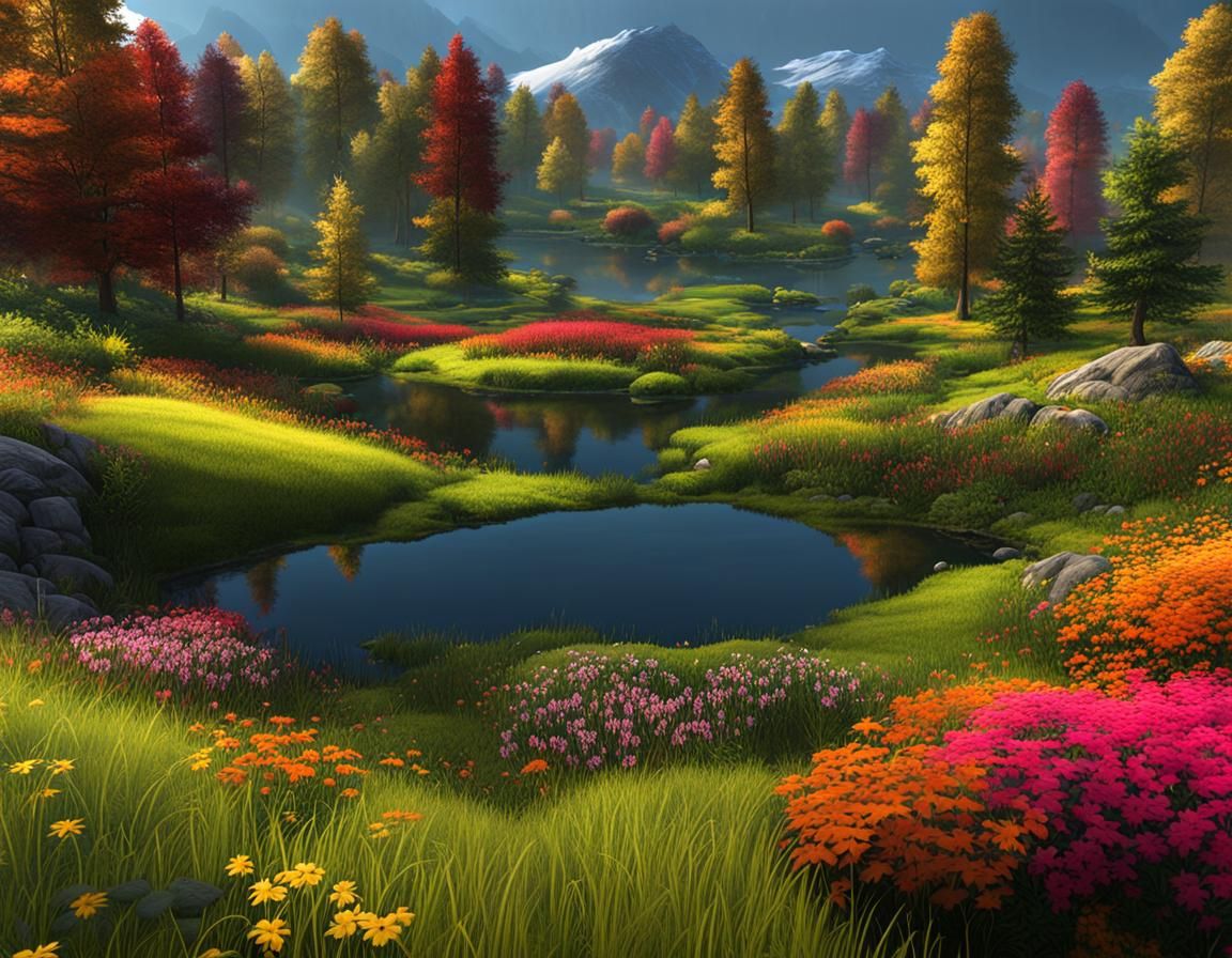 Colorful Gorean Lands: Realistic Meadows and Lakes