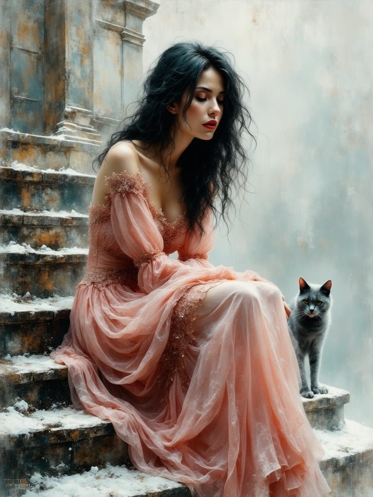 girl and cat