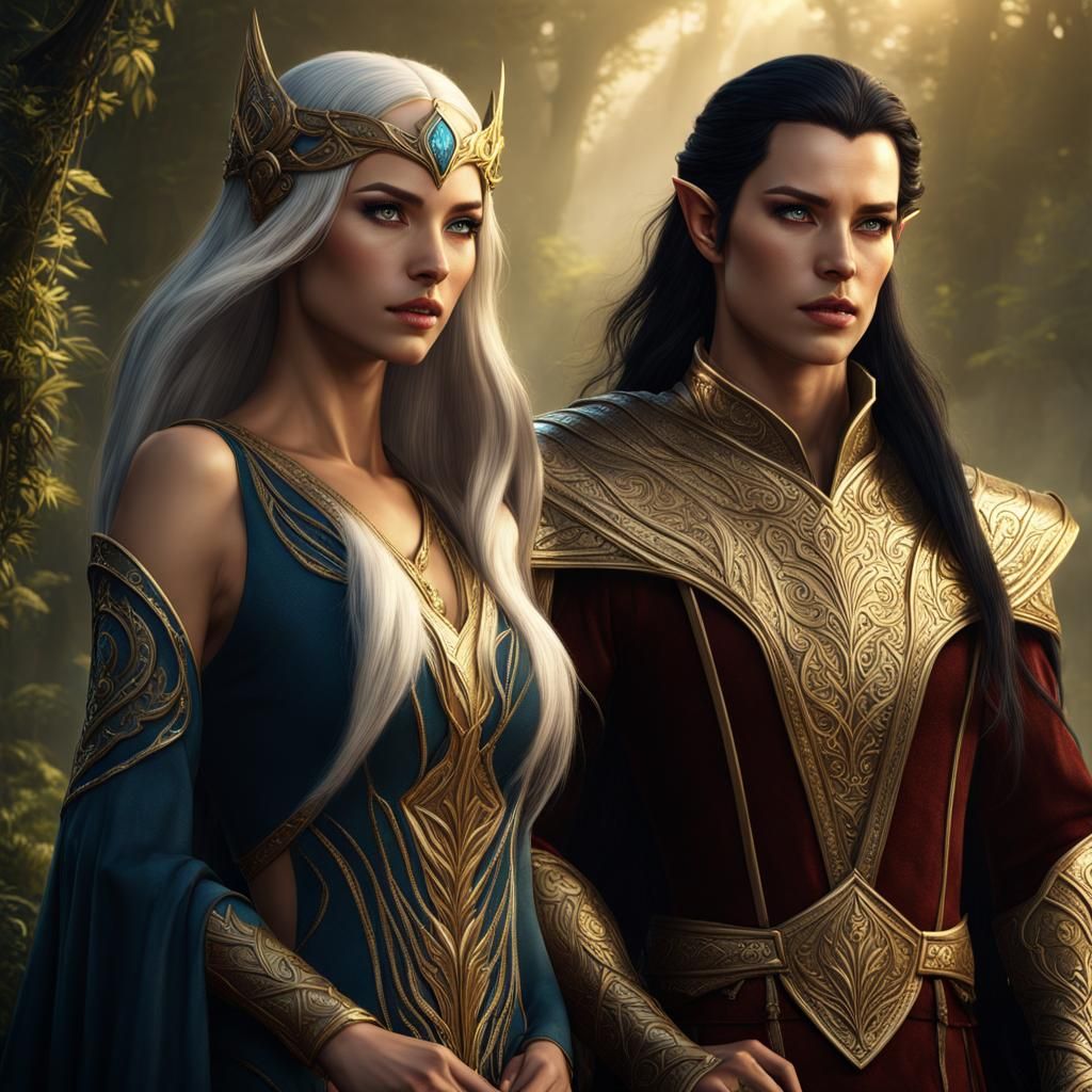 Elven Couple in Detailed Fantasy Art