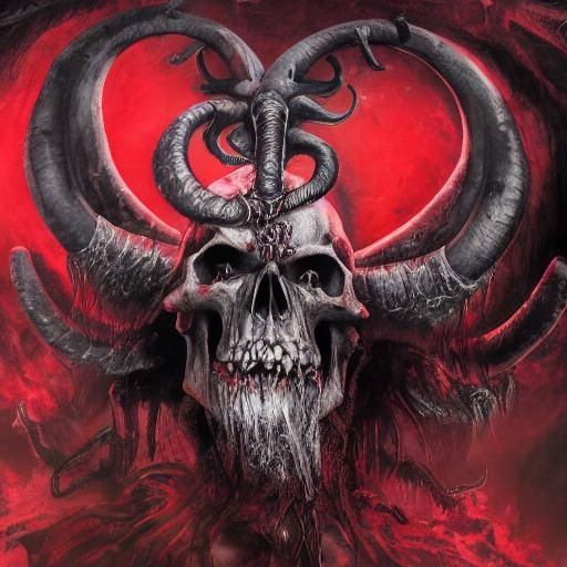Insane Blood God Skull with Horns in 4K
