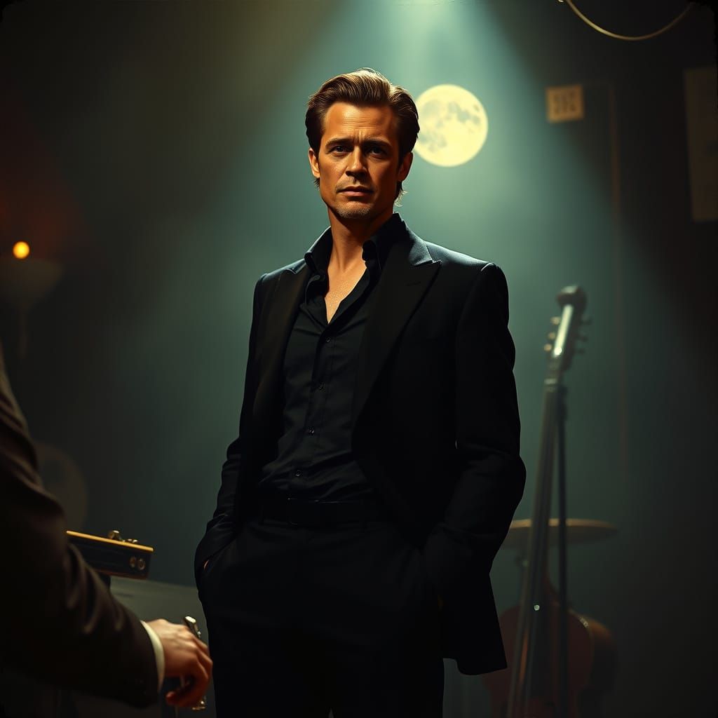 Chiseled Actor and Music Legend in Smoky Jazz Club