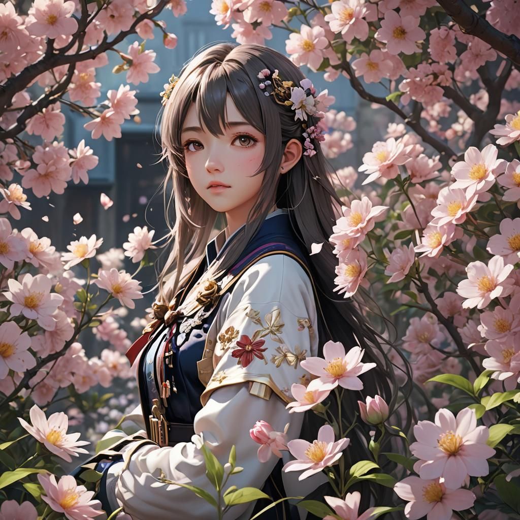 Blooming Flowers: 3D Anime Art