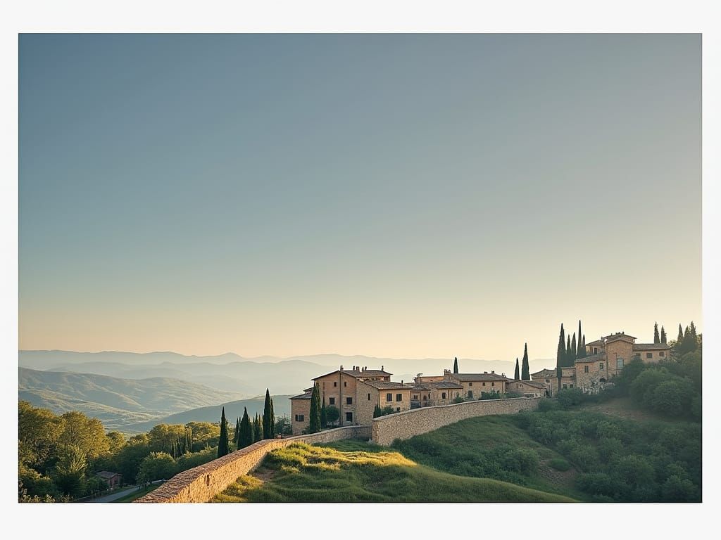 Tuscan Countryside Estate in Warm Afternoon Light
