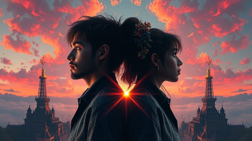 Ethereal Duality: Twin Souls in Harmonious Chaos