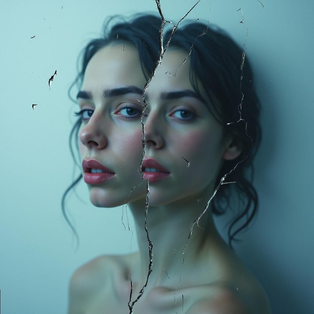 Fragmented Reflection: Surreal Mirror Image of Inner Turmoil