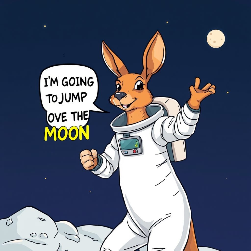 Heroic Kangaroo in Space Suit with Bold Claim