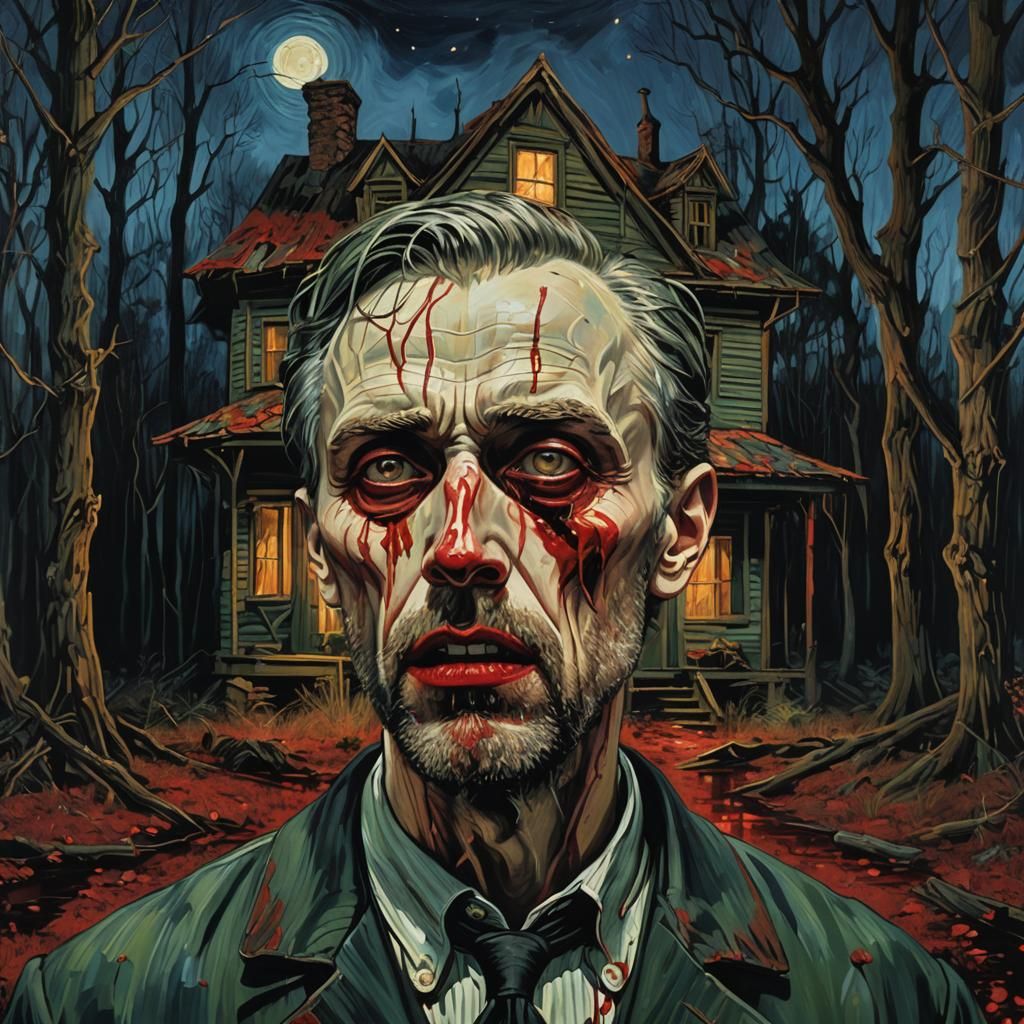 Creepy Abandoned House in Forest: Hyperrealistic Concept Art