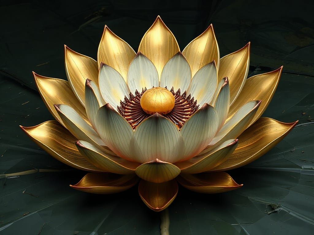 Surreal Lotus Flower in Metallic Hues