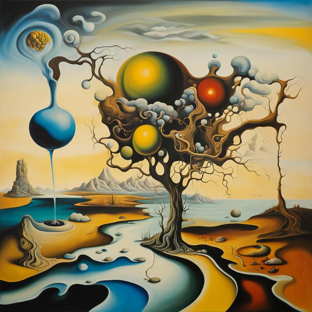 Surreal Abstract Composition in Salvador Dali Style