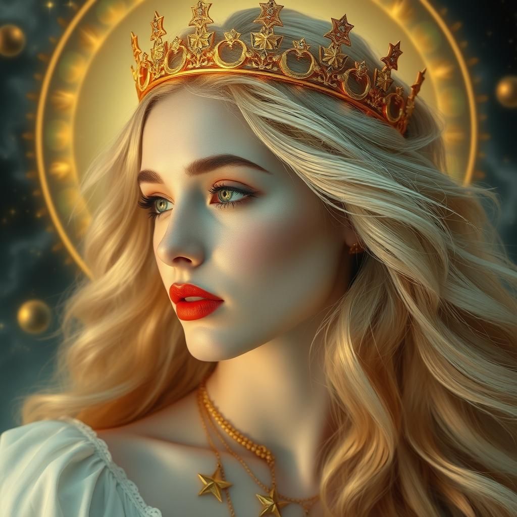 Celestial Goddess with Star Crown in Fantasy Art