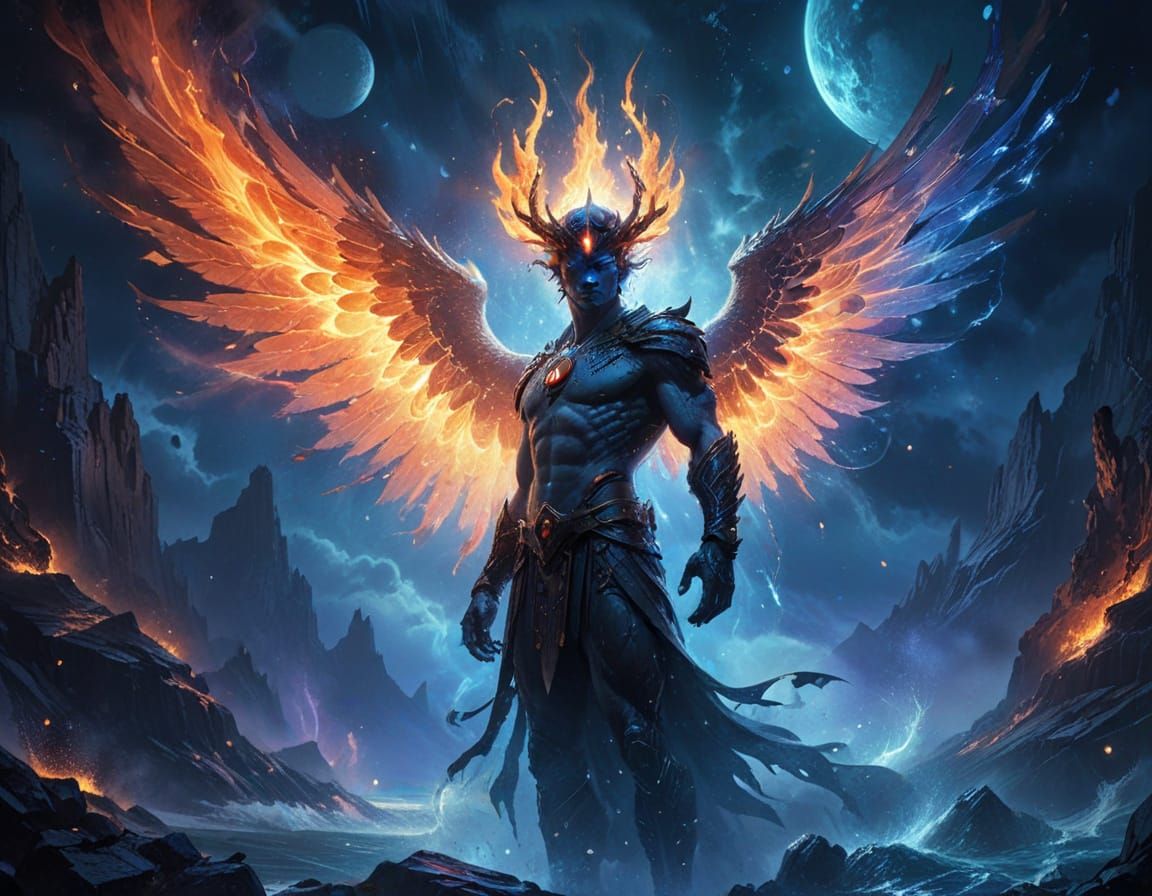 Demigod in Twilight Realm: Epic Fantasy Art