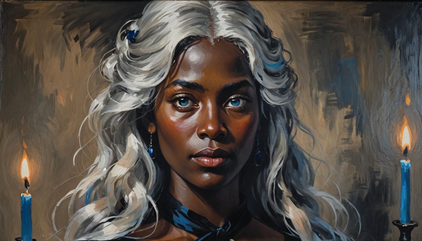 Impressionistic Portrait of a Woman with White Hair