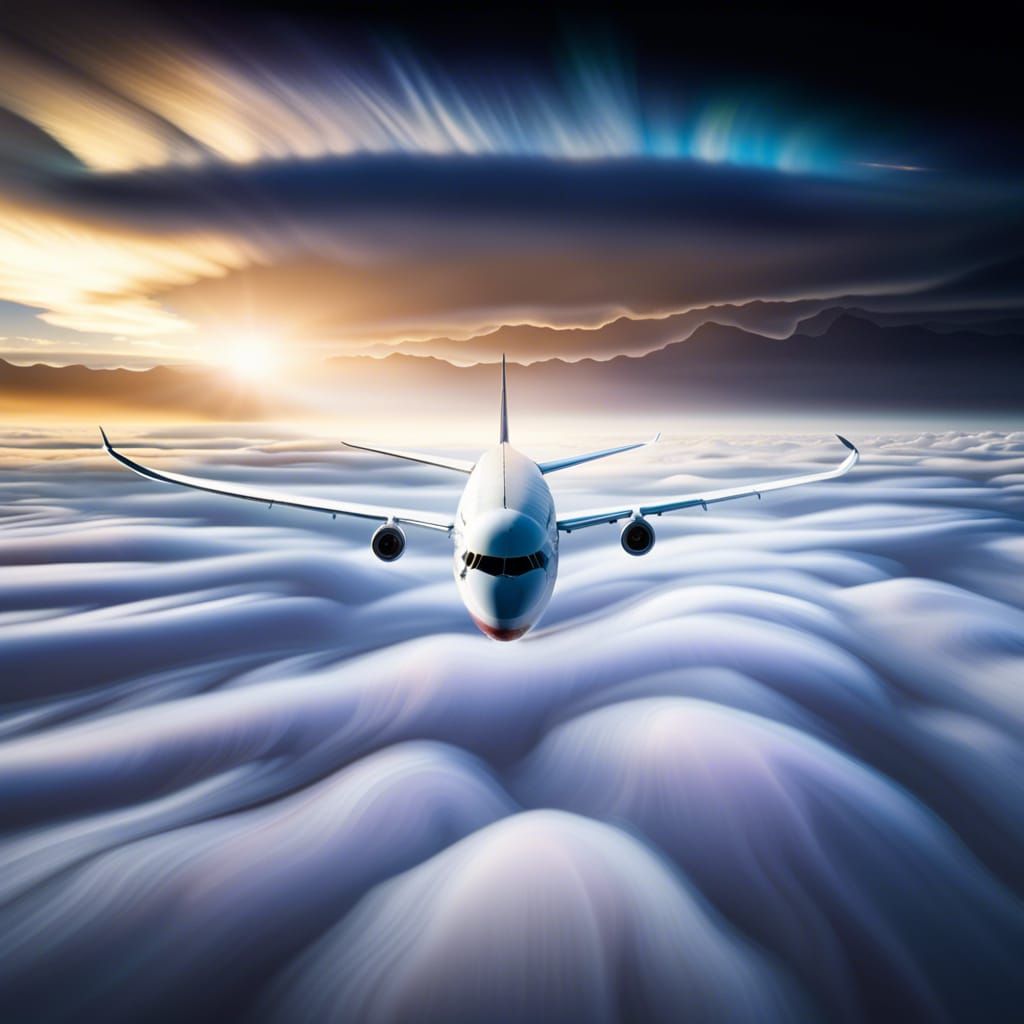 Realistic Plane Gliding Above Asperitas Clouds