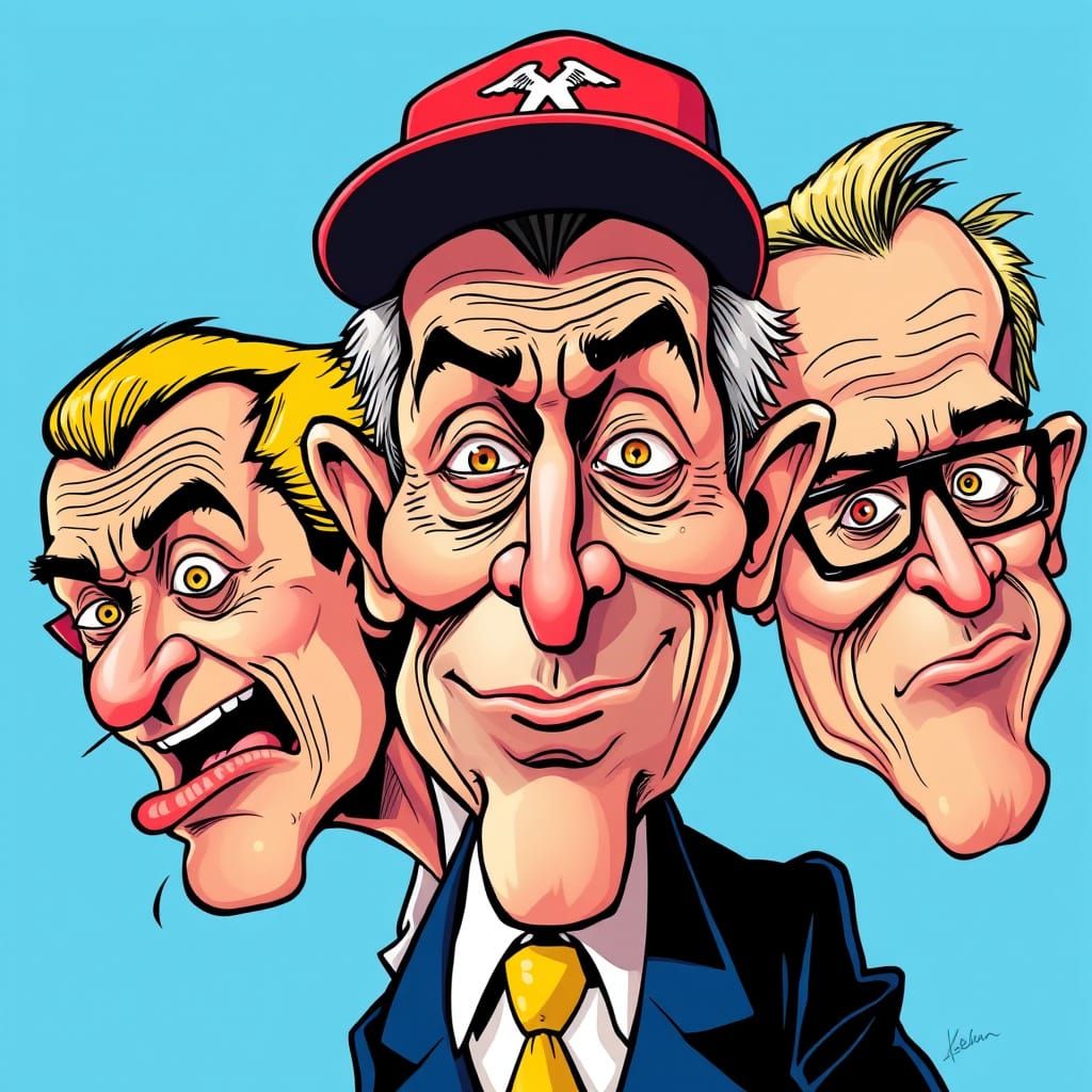 Bold Caricatures in Satirical Illustration Style