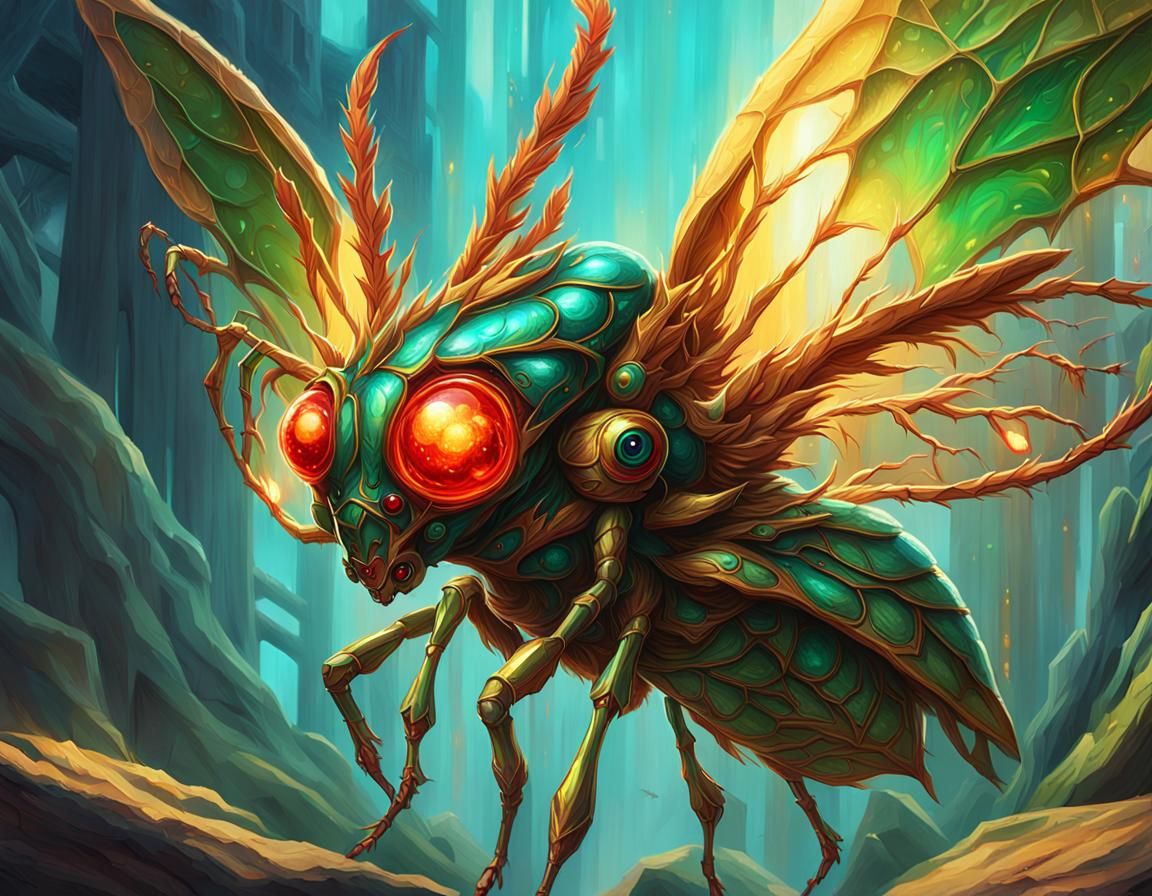 Bio-luminescent Insectoid Creature in Giger Style