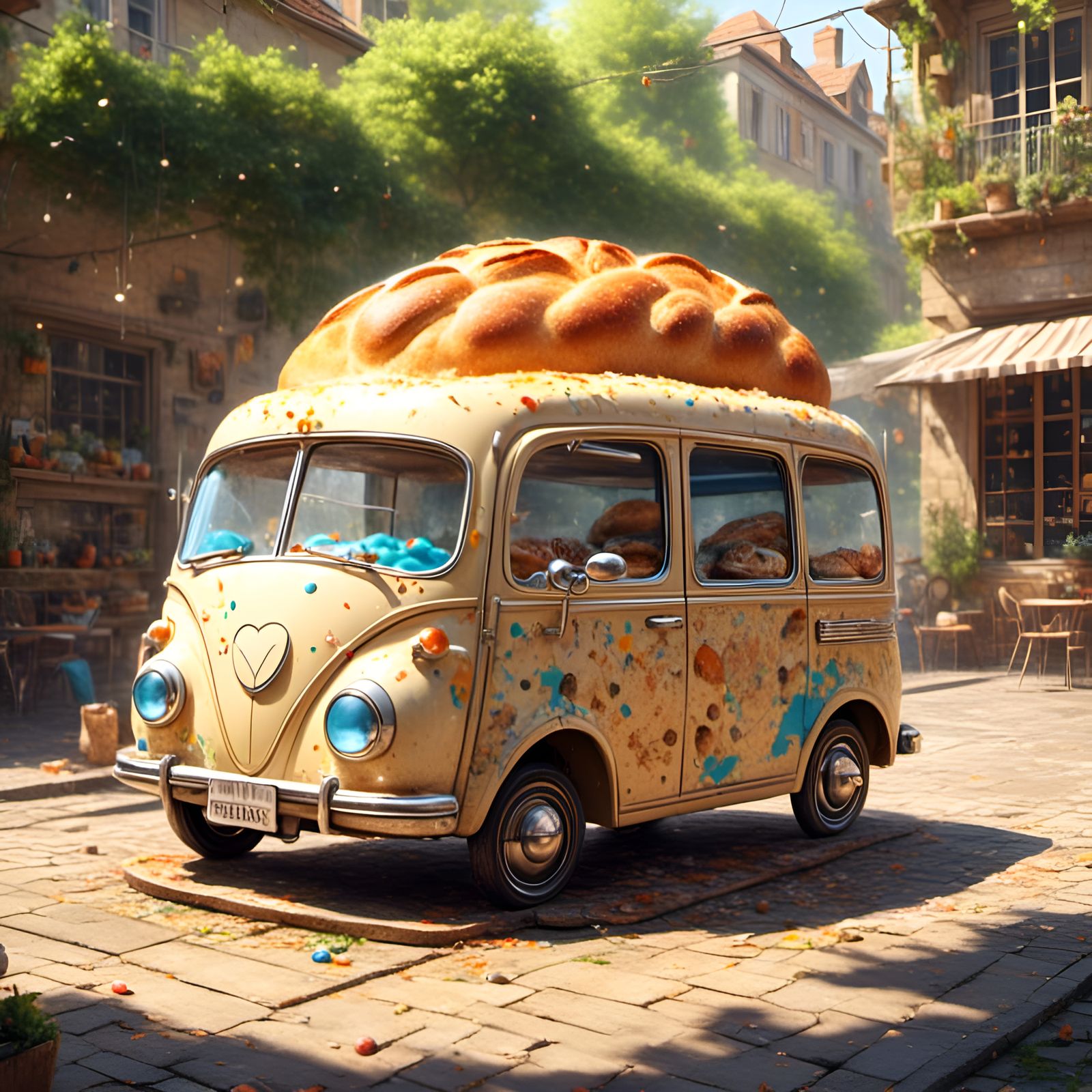 Adorable Wheeled Toaster Concept Art with Graffiti
