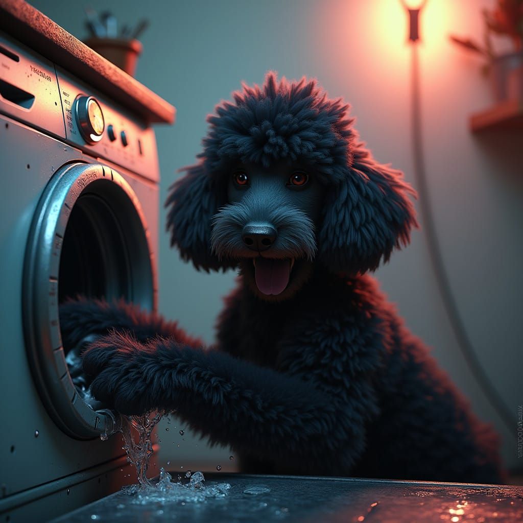 A Black Poodle Tinkerer in a Fantastical World of Deep Color...