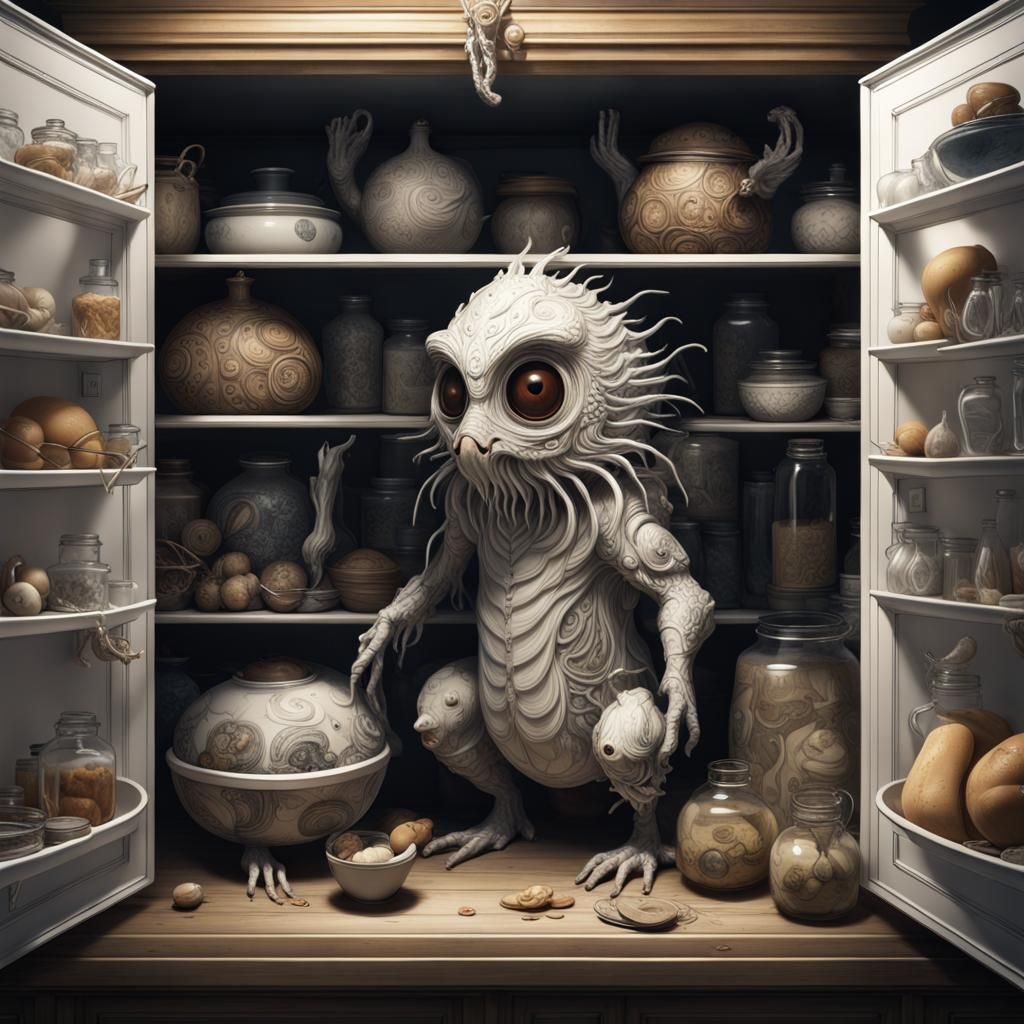 Cute Chibi Creatures Hide in Hyperdetailed Fantasy Pantry