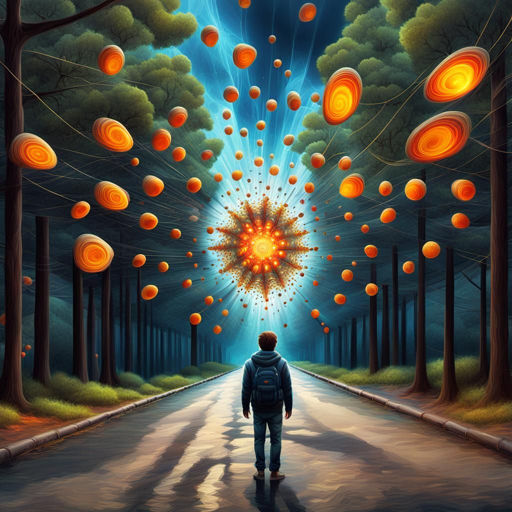 Vibrant Fractal Art Radiating from Darkness