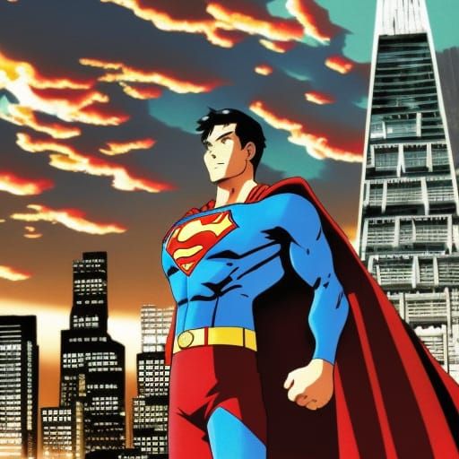 Superman in Studio Ghibli Anime Key Visual