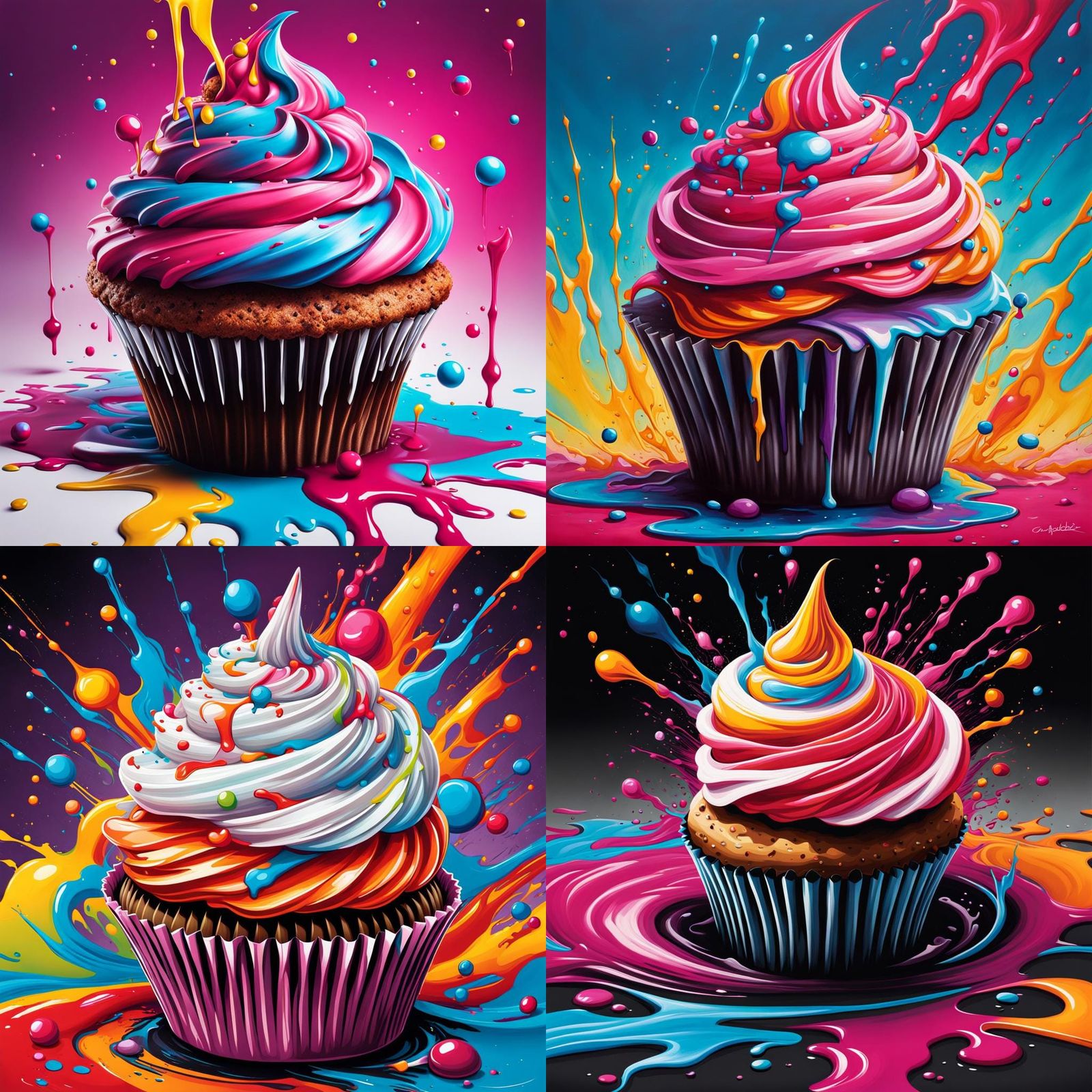Cupcake Rocket Launch in Graffiti Art Style