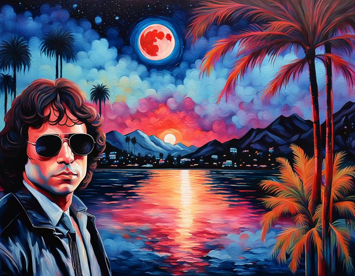 Jim Morrison in Los Angeles: Neo-Impressionist Watercolor