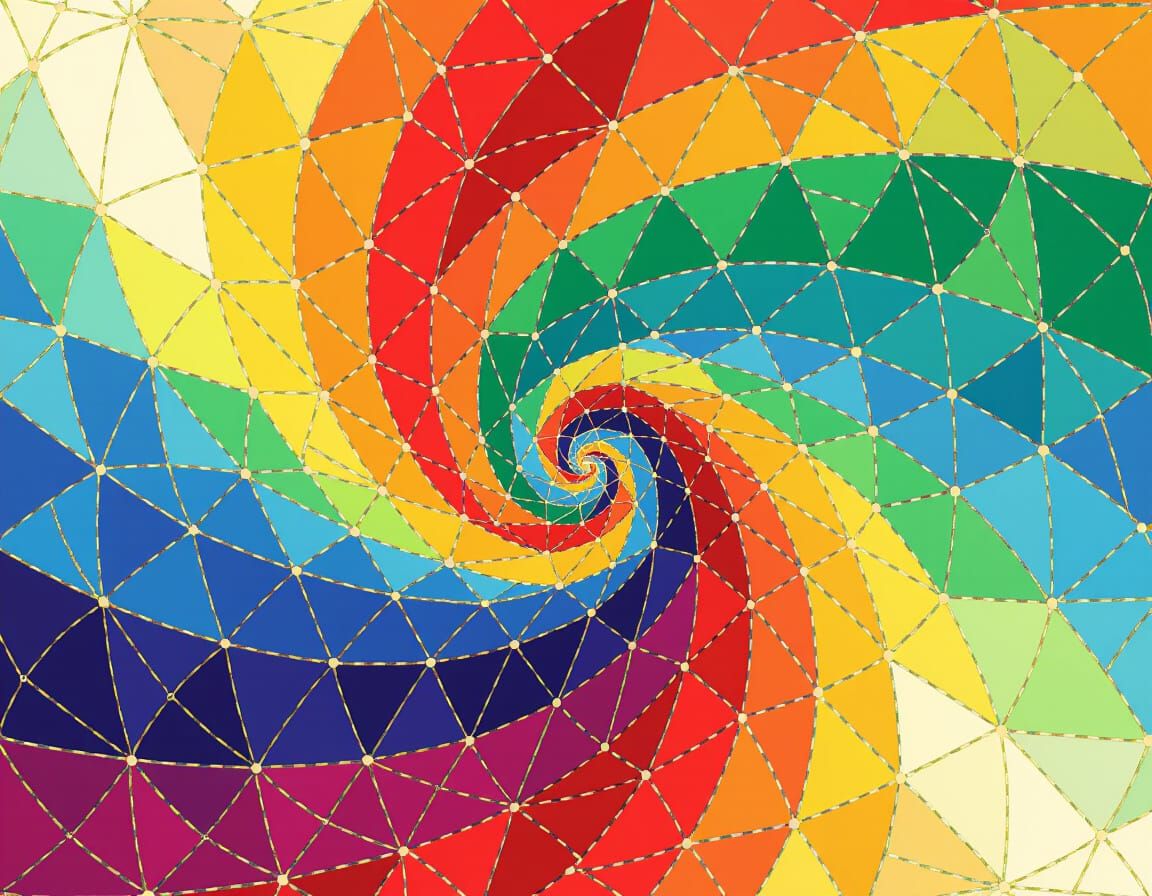 Kintsugi Stained Glass Rainbow Fractal