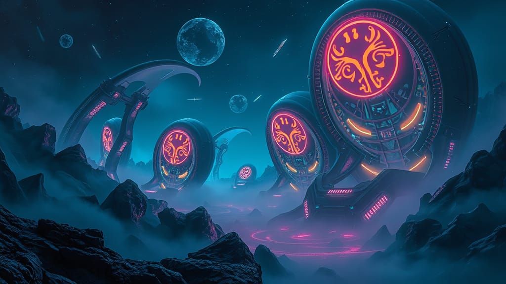 Glowing Hyperrealistic Alien Metropolis Defies Gravity at Ni...