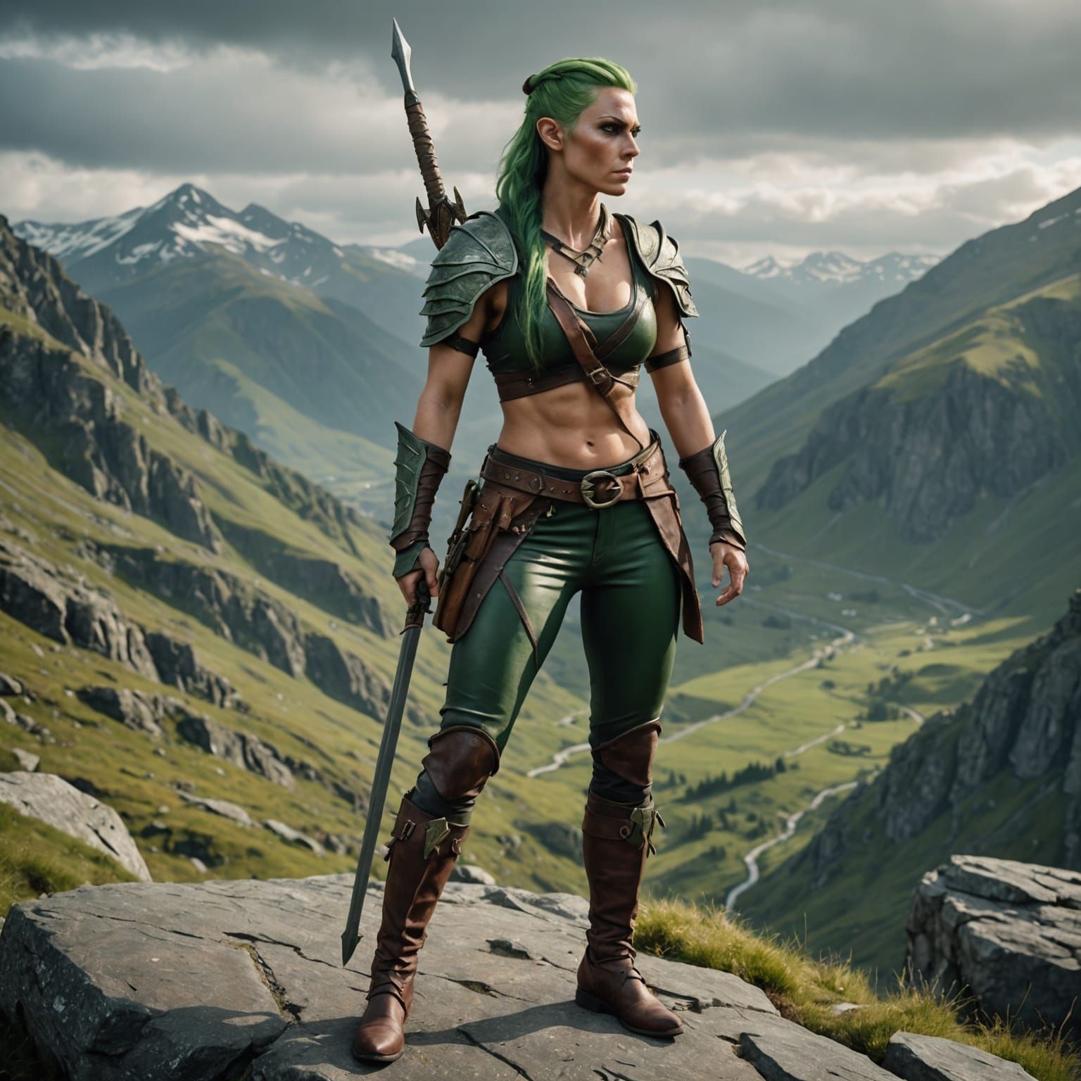 Wood Elf Barbarian Portrait in Detailed Matte Painting Style