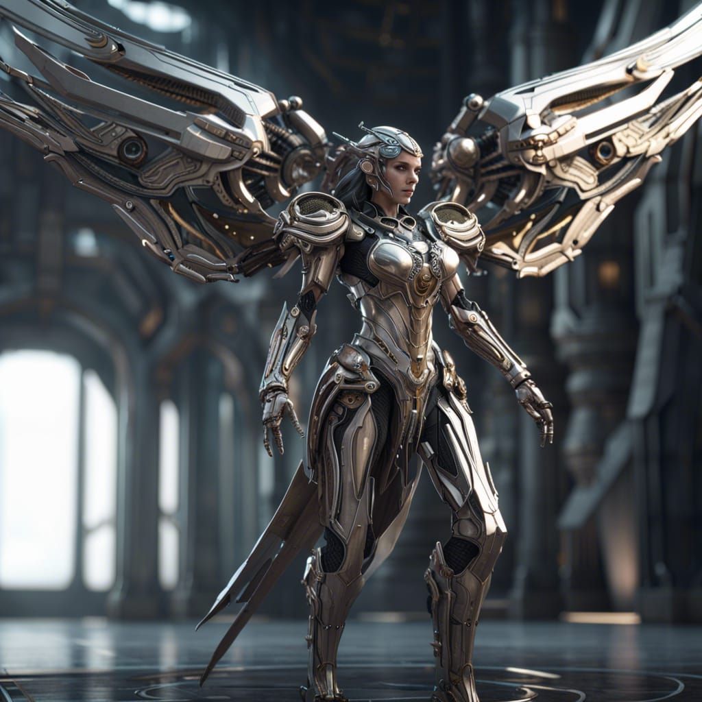 Futuristic Medusa with Mechanical Details in Sci-Fi Style
