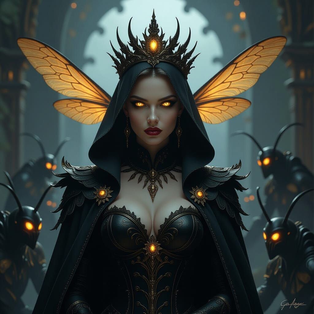 Queen Wasp in Dramatic Dark Fantasy Scene