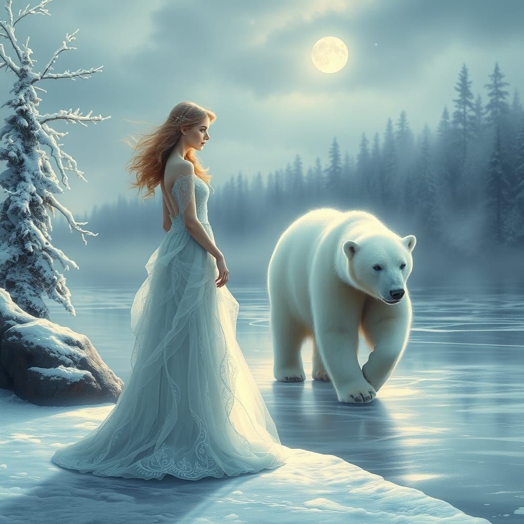 Ethereal Ice Princess in Majestic Winter Wonderland