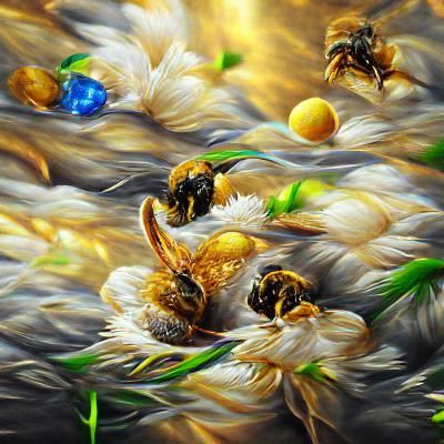 Bee on Flower Collecting Pollen