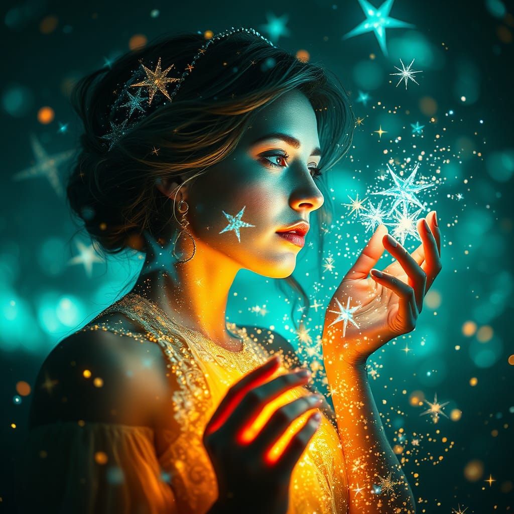 Starlight Harvester: A Fantasy Bioluminescent Artwork