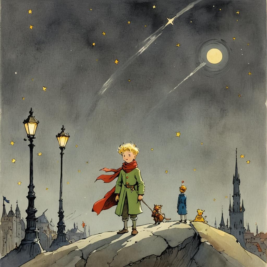 The Little Prince and the Lamplighter Illustration