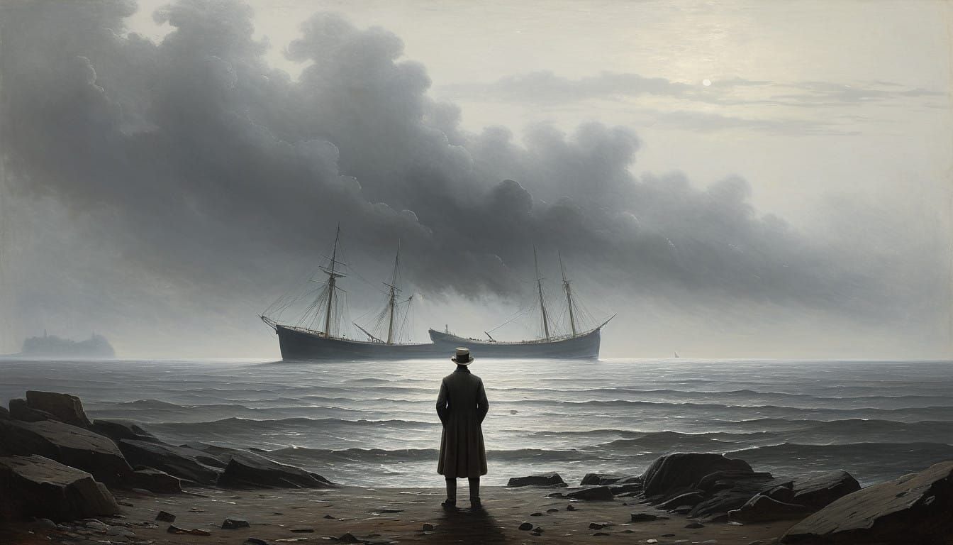 A Lonely Figure on the Windswept Shore