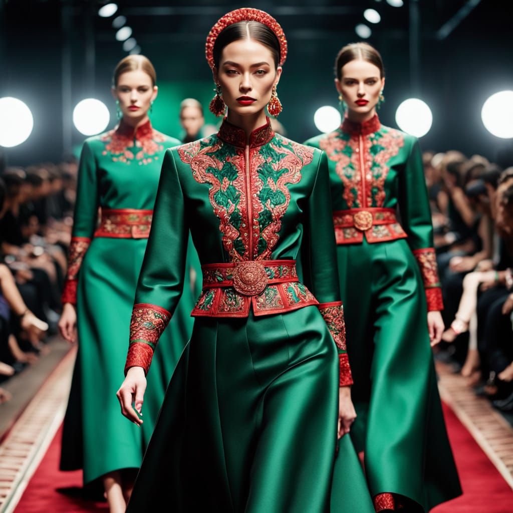 Hyperrealistic Fashion Photography of Tradwives on Red Carpe...