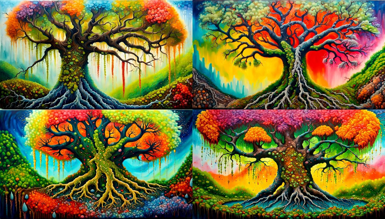 Colorful Tree of Life Acrylic Painting
