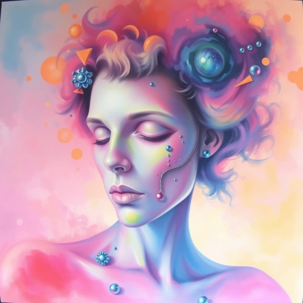 Airbrushed Dadaism Portrait in Pastel Colors