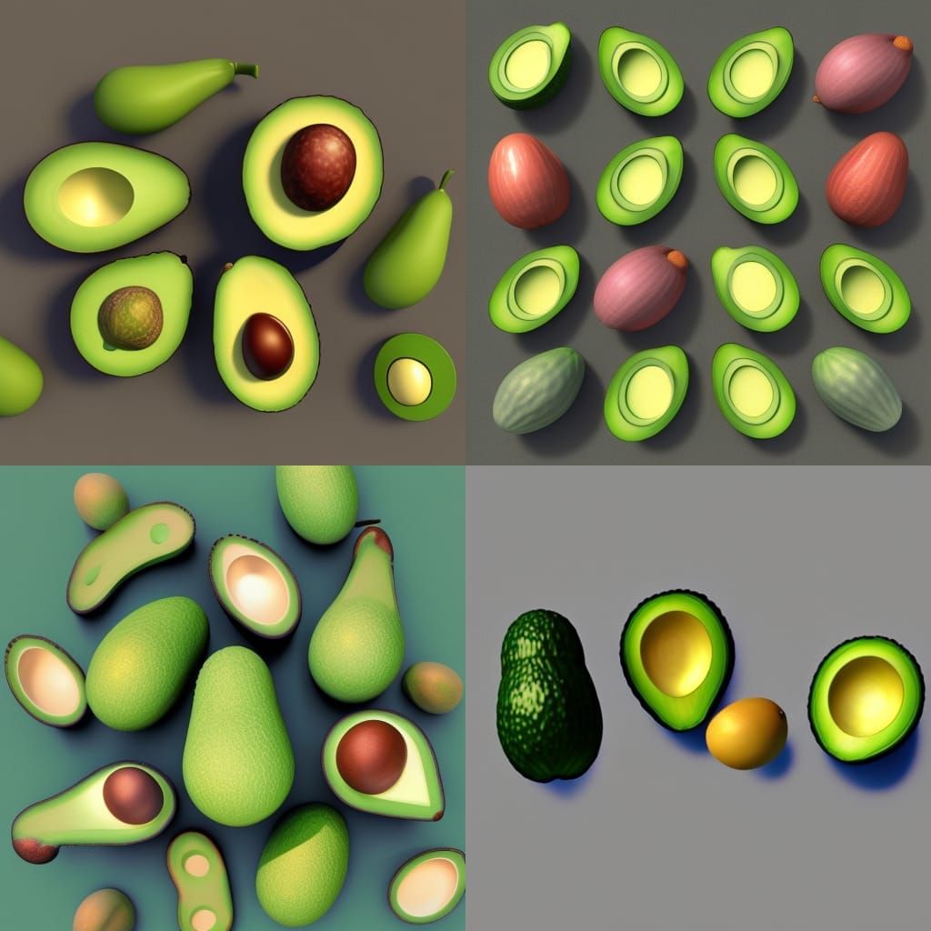 Cheerful Avocados in Bright 3D Style