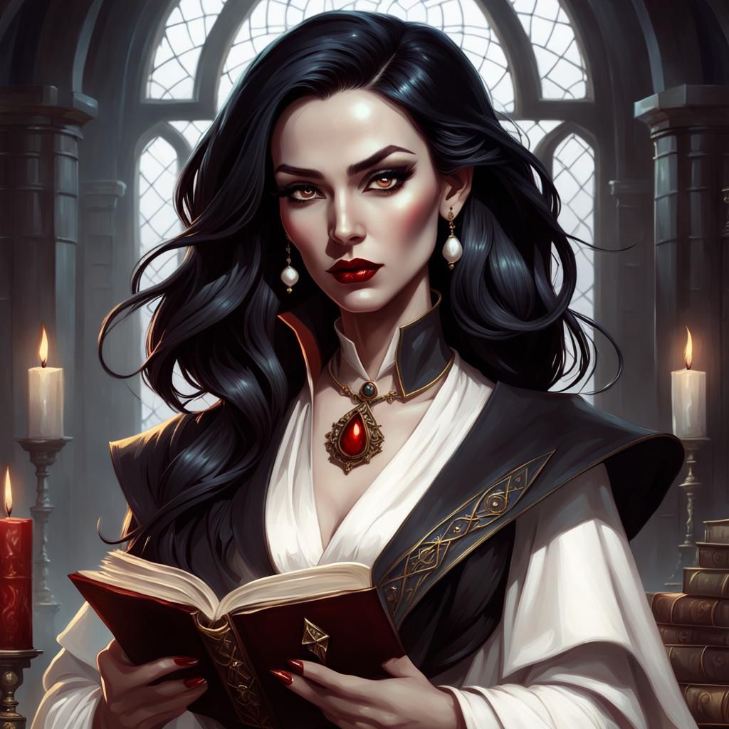 Elegant Fantasy Wizard Portrait in Art Nouveau Style