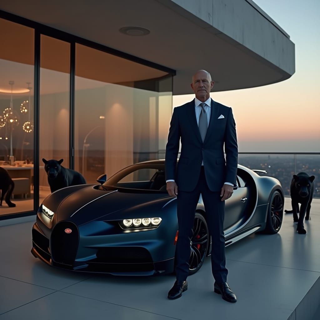 CEO and Bugatti Chiron in Cinematic Lighting