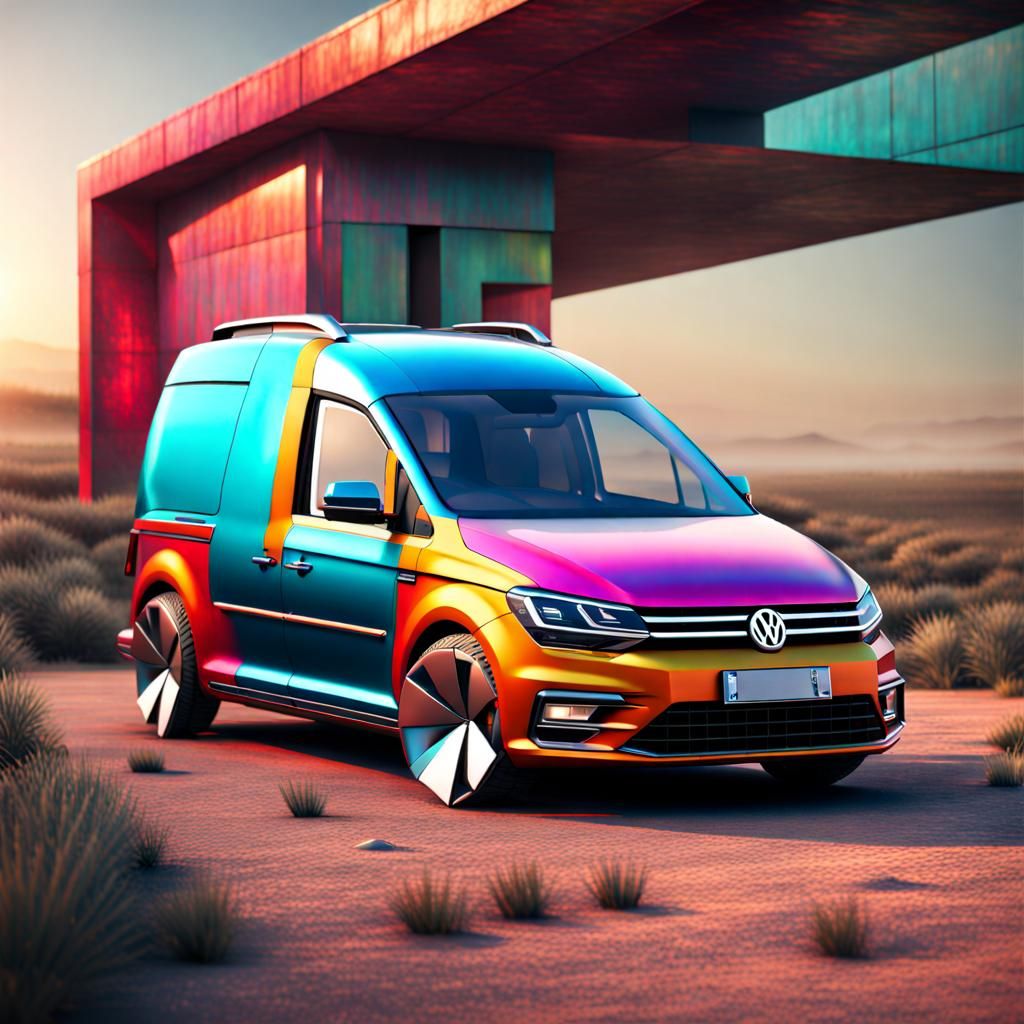 Futuristic Rustic Volkswagen Caddy in Sci-Fi Style